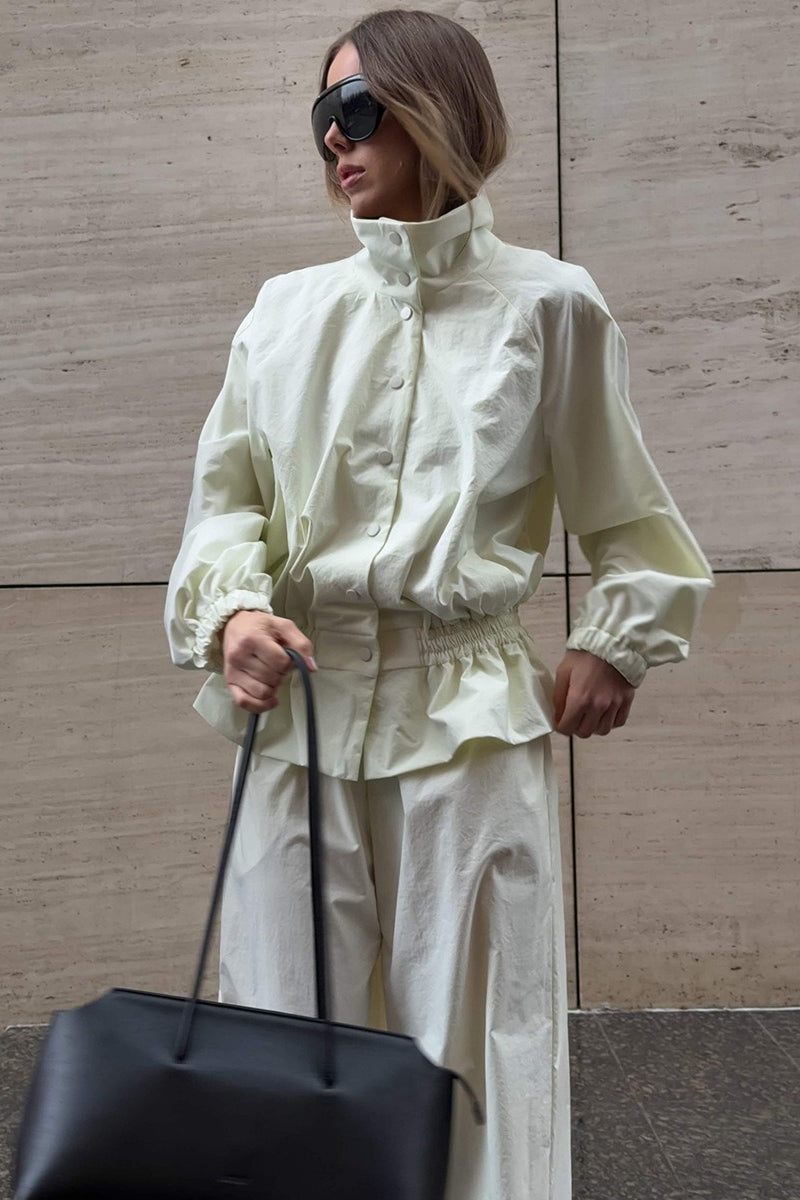 Stand Collar Jacket Jogger Pants Set