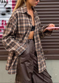 Vintage Plaid Long  Blouse
