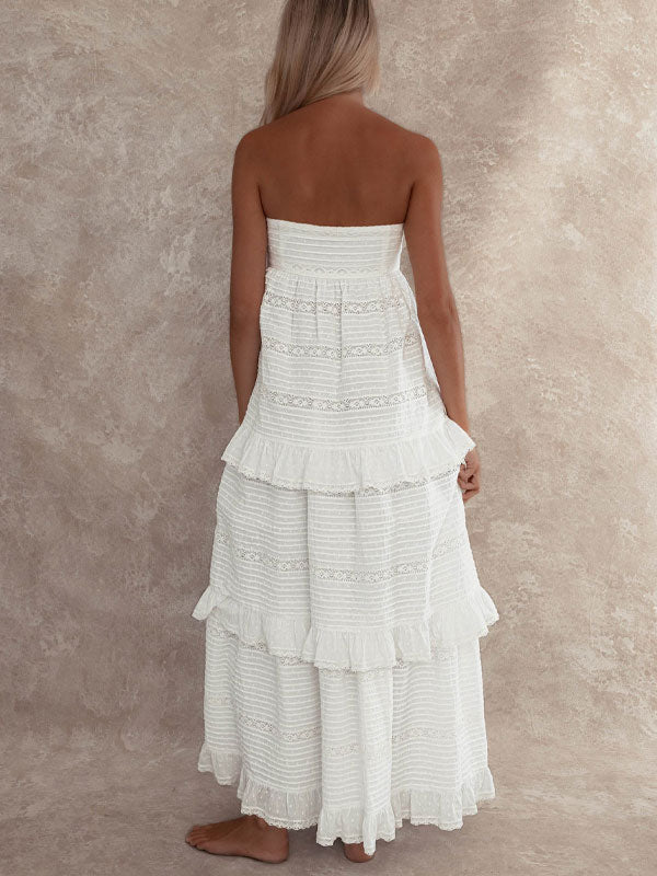 Off shoulder frill maxi dress