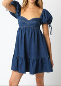 Jessie Dark Denim Babydoll Mini Dress