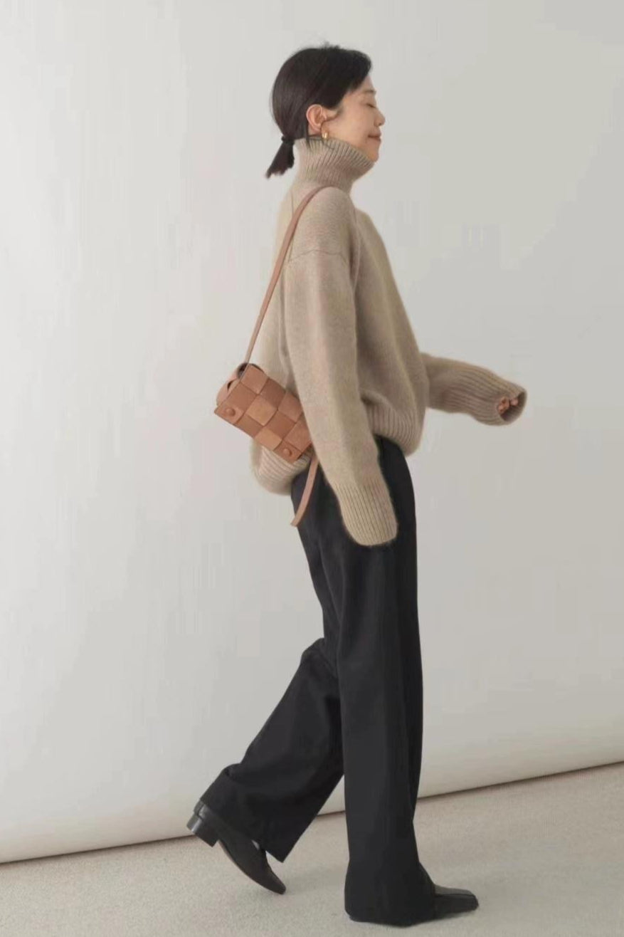 Plush Turtleneck Oversized Knit Sweater