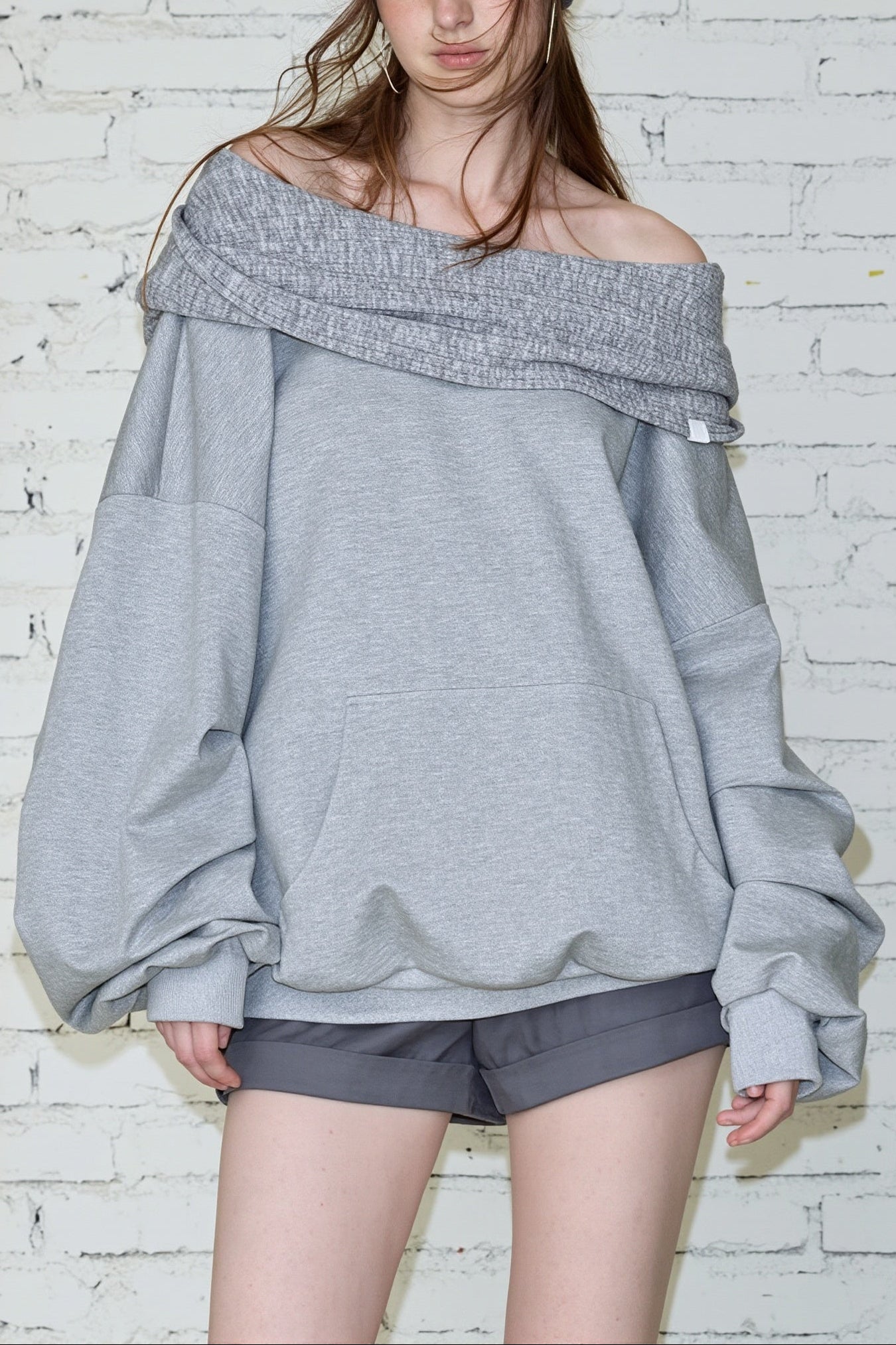 Convertible Off Shoulder Pullover Sweatshirt