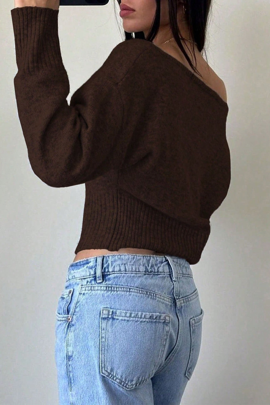 Off Shoulder Cropped Sweater