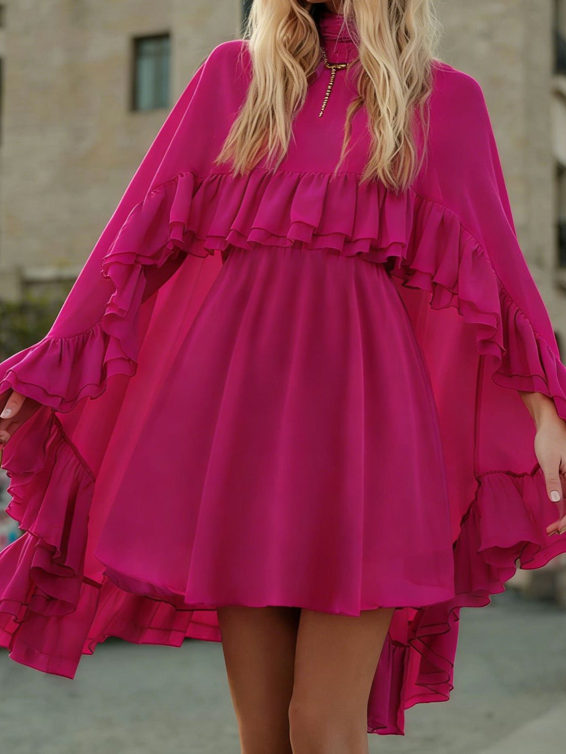 Elegant Chiffon Dress Fashion Inner Match Strap Two-Piece Set