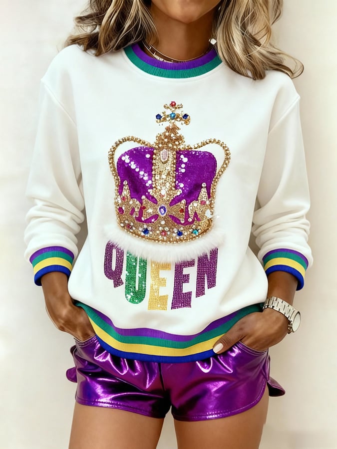 Women's Casual Carnival Purple Queen Sweatshirt