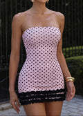 Polka Dot Color Block Tube Mini Dress