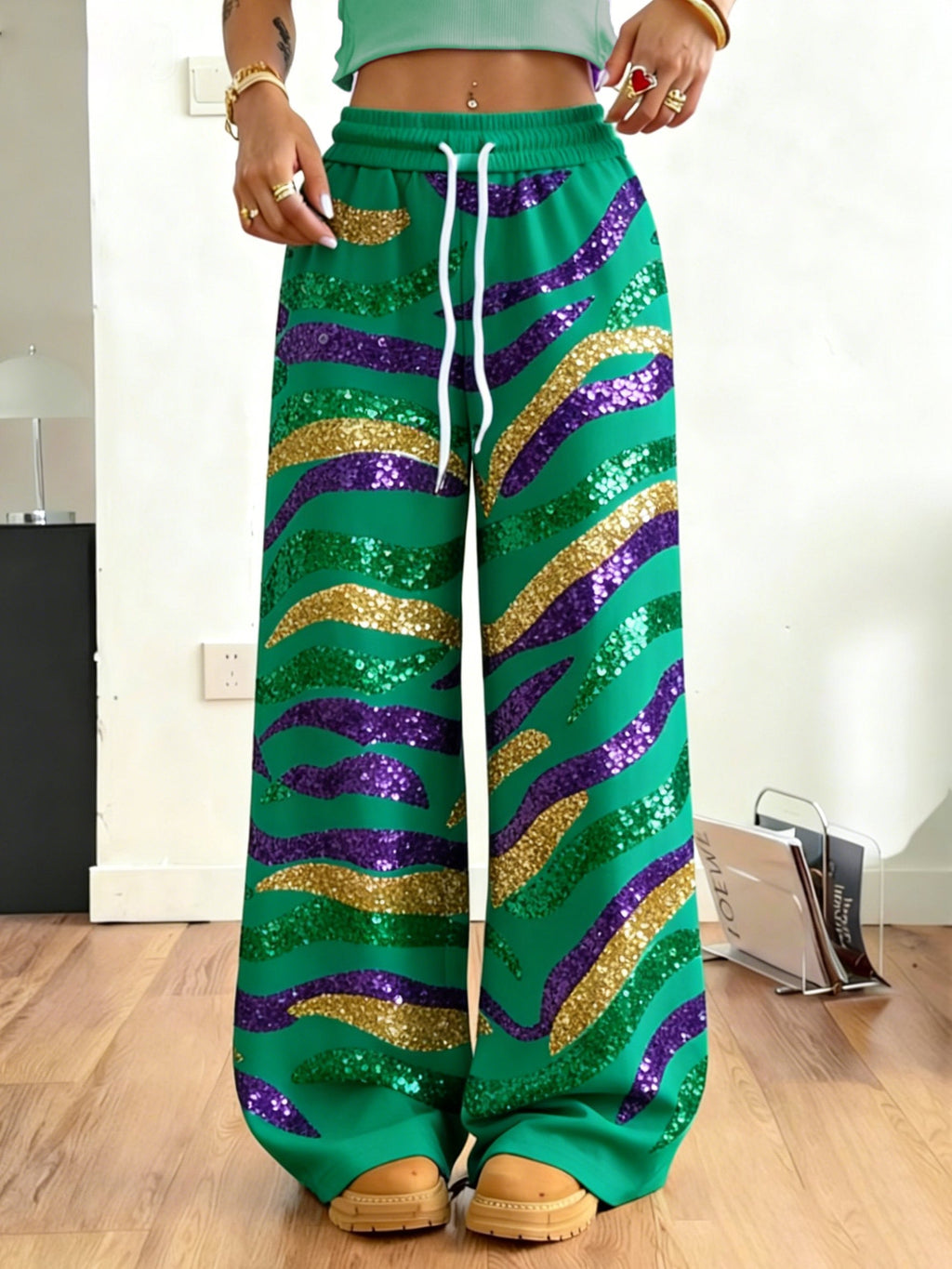 Women's casual fashion Mardi Gras tiger print sweatshirt