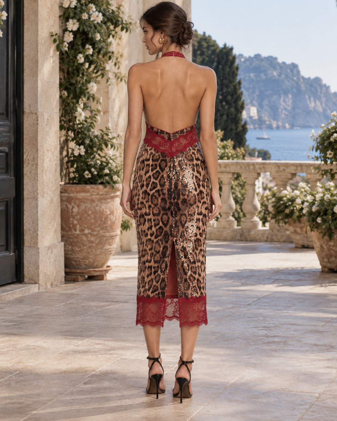 Lace Leopard Midi Dress
