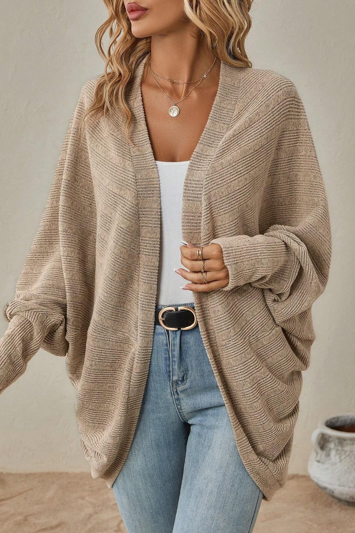 Longline Open Front Pocket Knit Cardigan