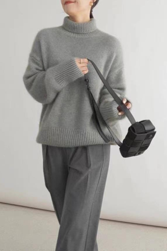 Plush Turtleneck Oversized Knit Sweater