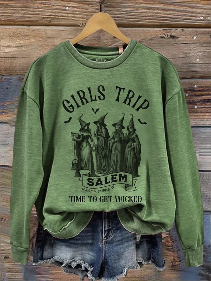 Women's Vintage Halloween Witch Party Sweatshirt