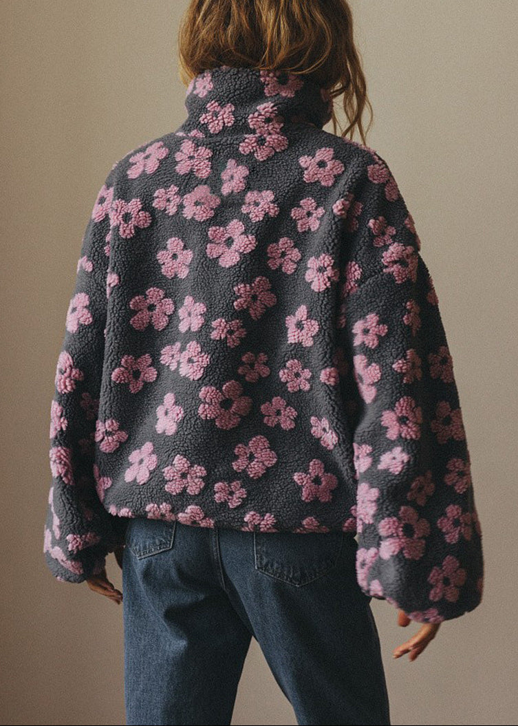 Floral Fleece Warm Fuzzy Sweatshirt
