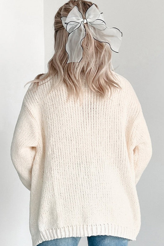 Pumpkin Embroidered Open Front Knit Cardigan