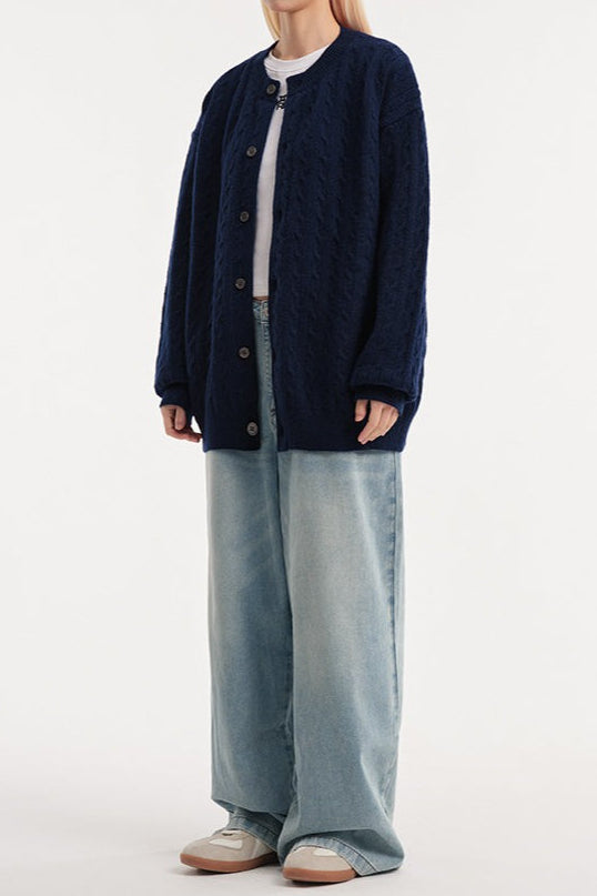 Relaxed Fit Cable Cardigan