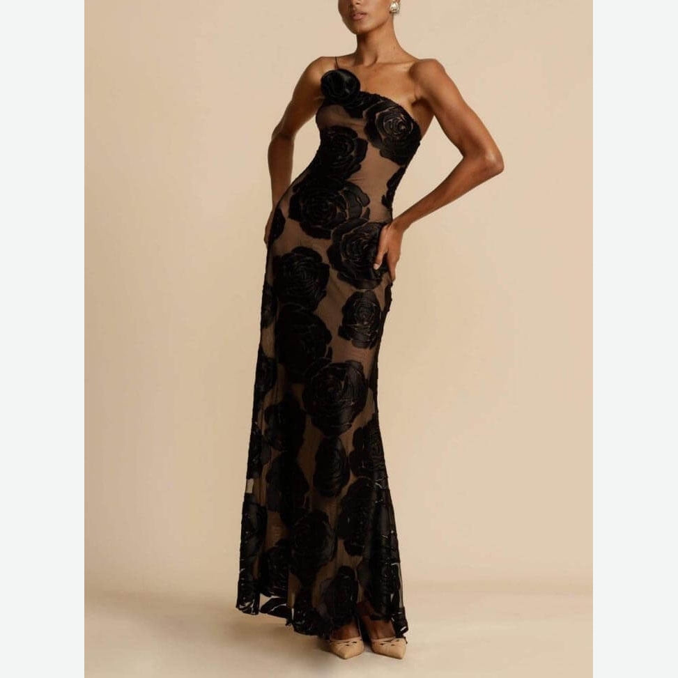 Sexy Women Clothing New Sexy Hollow Three-Dimensional Big Flower Dress