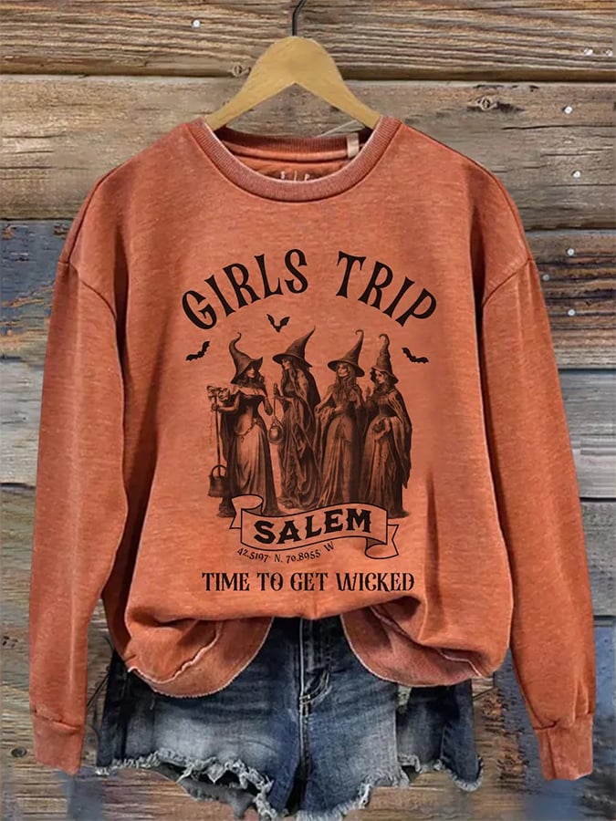 Women's Vintage Halloween Witch Party Sweatshirt