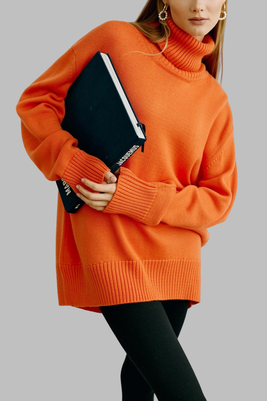 Oversized Cape Sleeve Turtleneck Knit Sweater