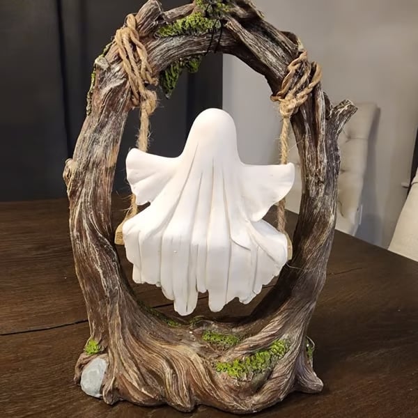 Halloween Swinging Ghost on Tree Swing🎃