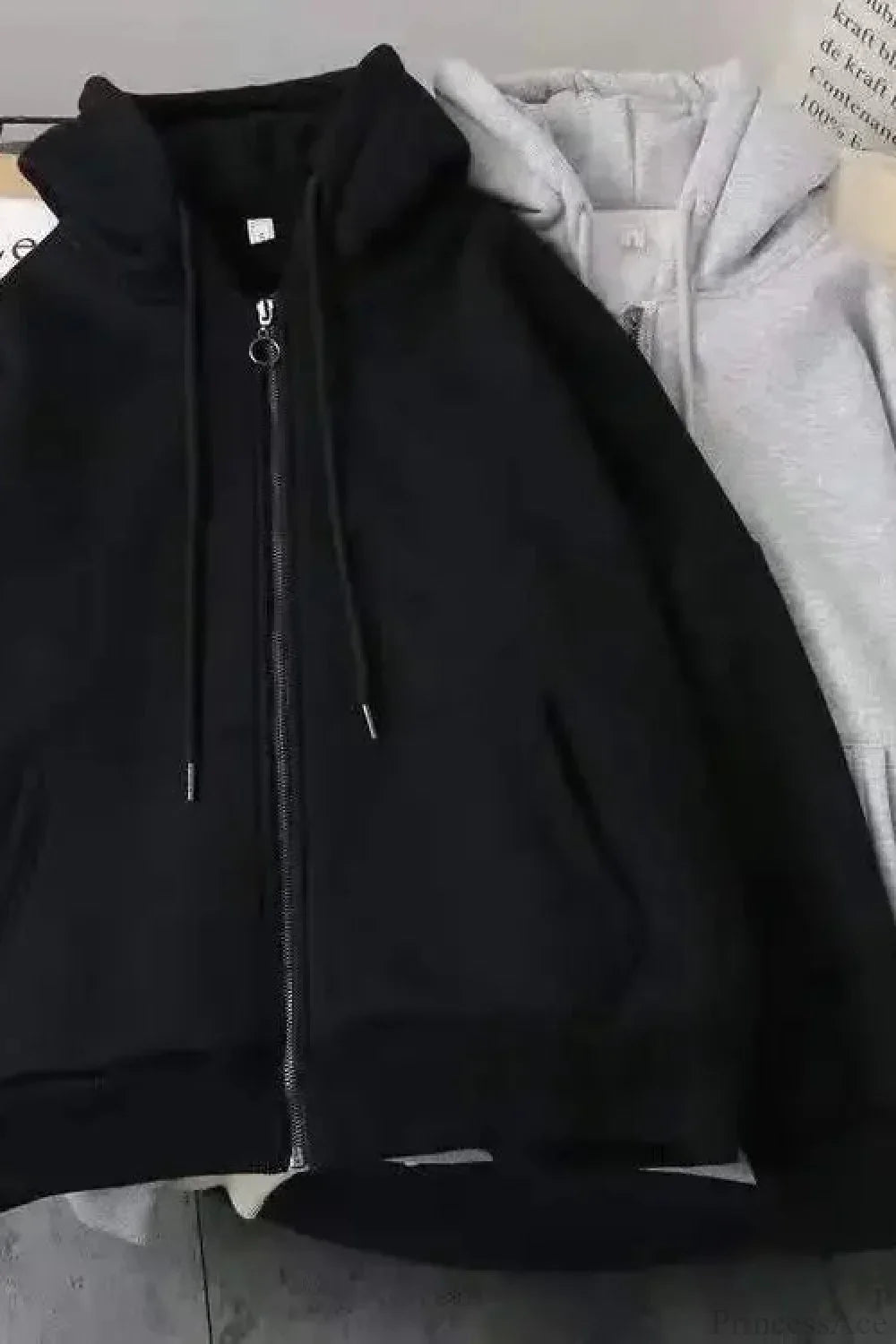 Fashion Trend Fleece Padded Zipper Hoodie