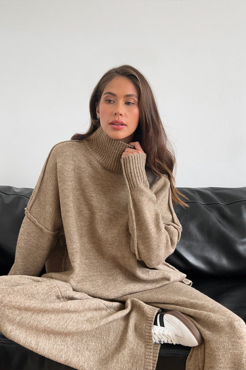 Oversized Turtleneck Sweater Wide Leg Pants Set