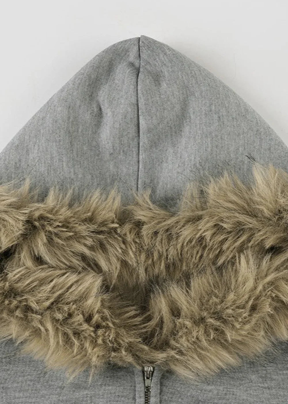 Fuzzy Solid Long Sleeve Zip-Up Hoodie