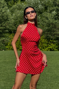Polka Dot Halter Neck Mini Dress