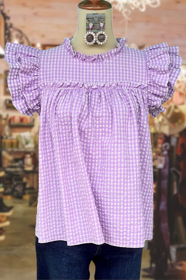 Gingham Ruffle Babydoll Top