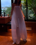 Shimmer Pleated Strapless Maxi Dress