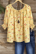 Cherry Lemon Print Summer Top