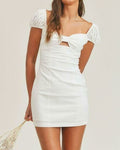 Athena White Cap Sleeve Bodycon Mini Dress