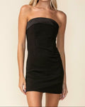 See You There Black Mixed Media Strapless Mini Dress