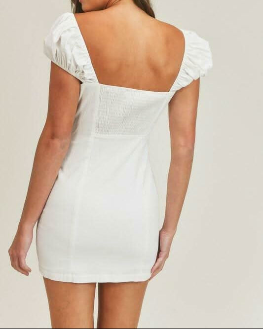 Athena White Cap Sleeve Bodycon Mini Dress