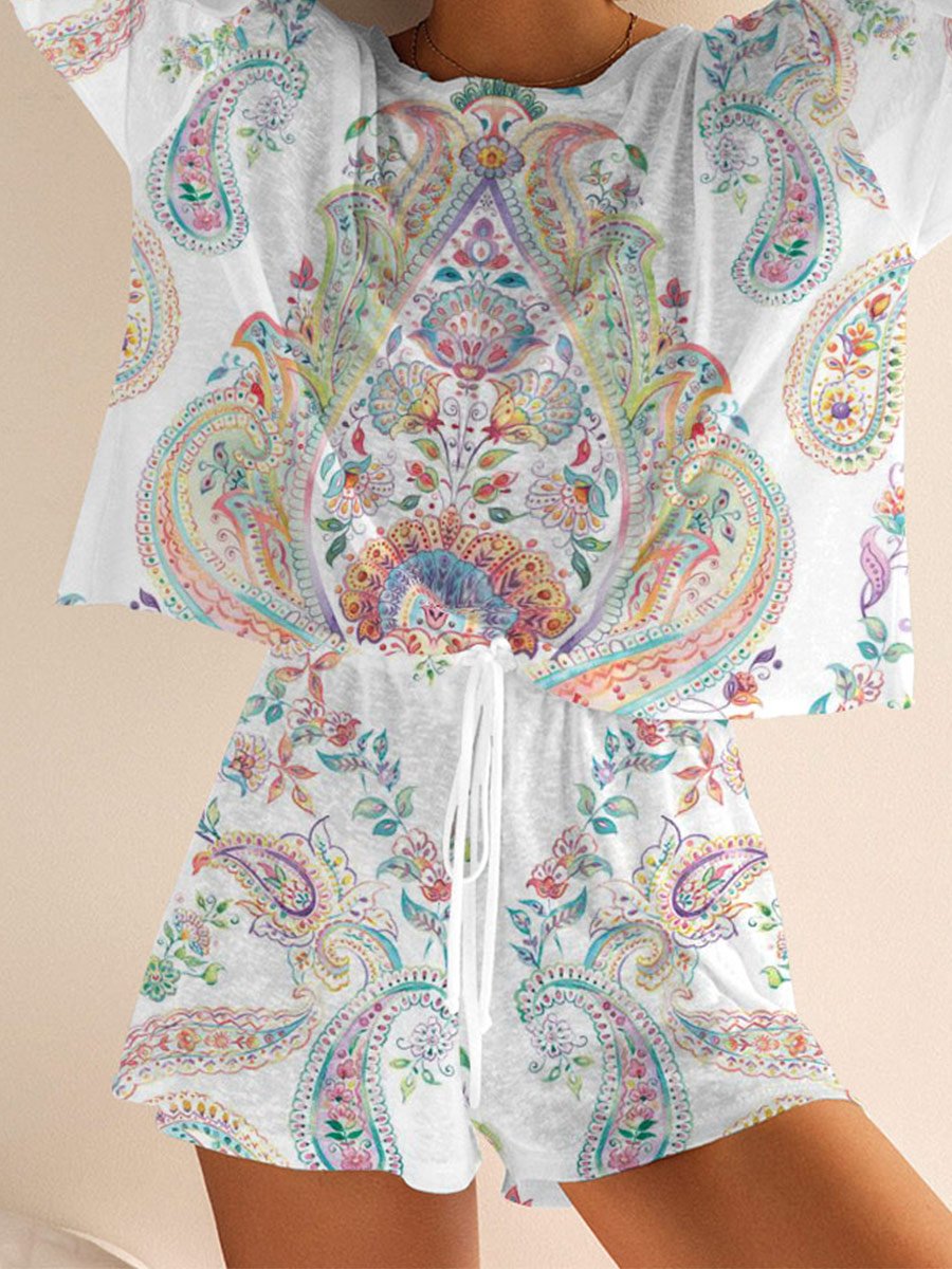 Women's Bohemian Long Sleeve Pajama Set