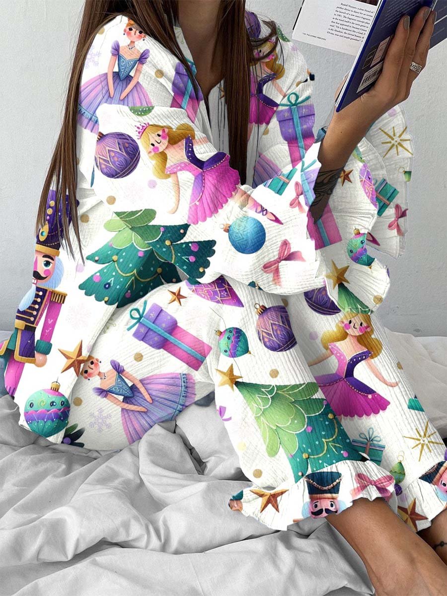 Women's Christmas Nutcracker Printed Homewear Suit