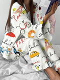 Women's Paris Travel Pink Pajama Set