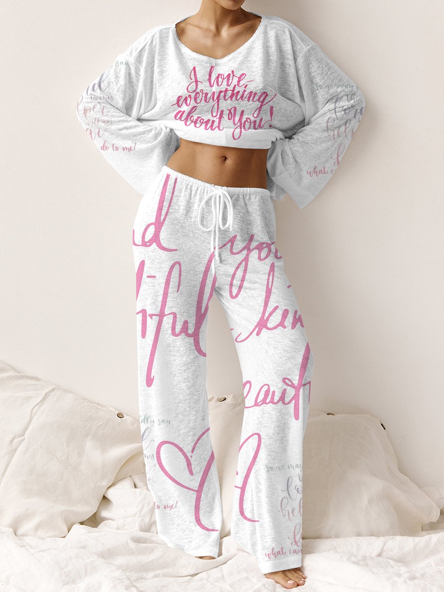 Women's Pink Long Sleeve Cotton Homewear Set