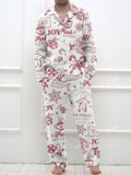 Men's Retro Christmas Print Long Sleeve Pants Pajama Set