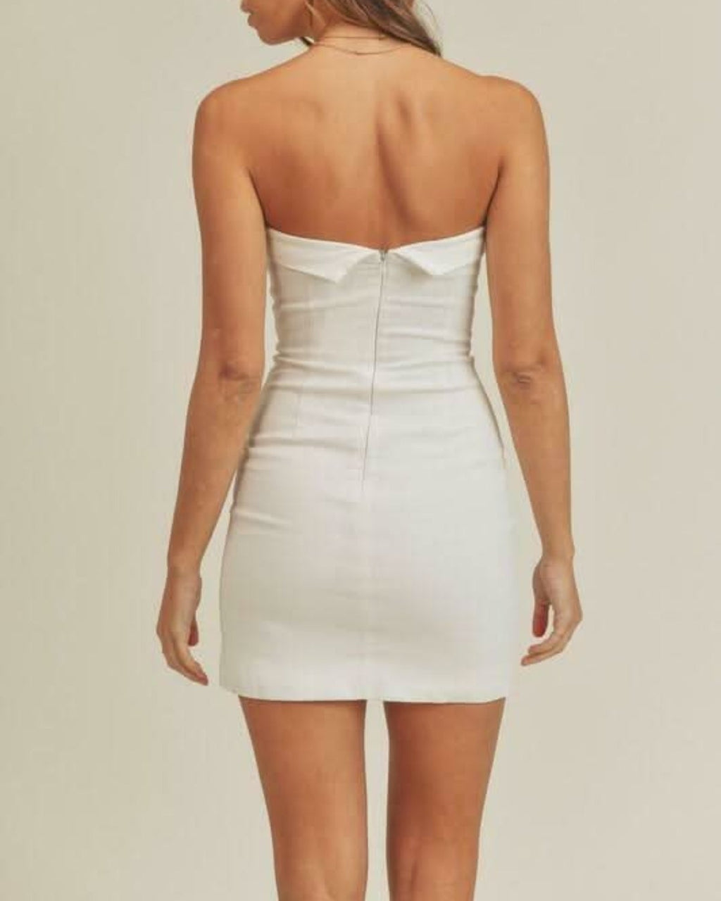 On My Mind White Strapless Mini Dress