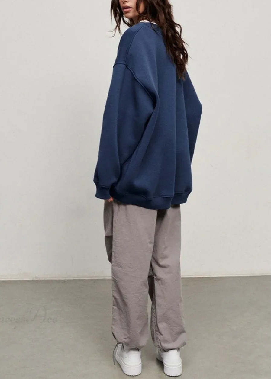 Minimalist Solid Crew Neck Oversize Sweatshirt