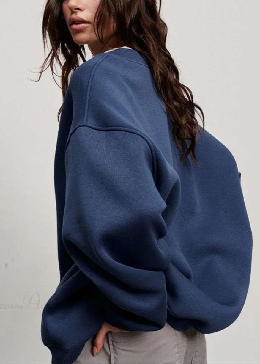 Minimalist Solid Crew Neck Oversize Sweatshirt