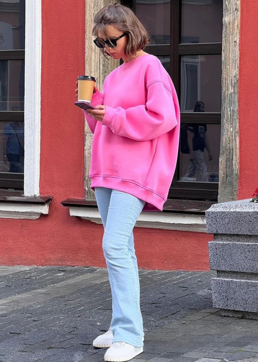 Minimalist Solid Crew Neck Oversize Sweatshirt