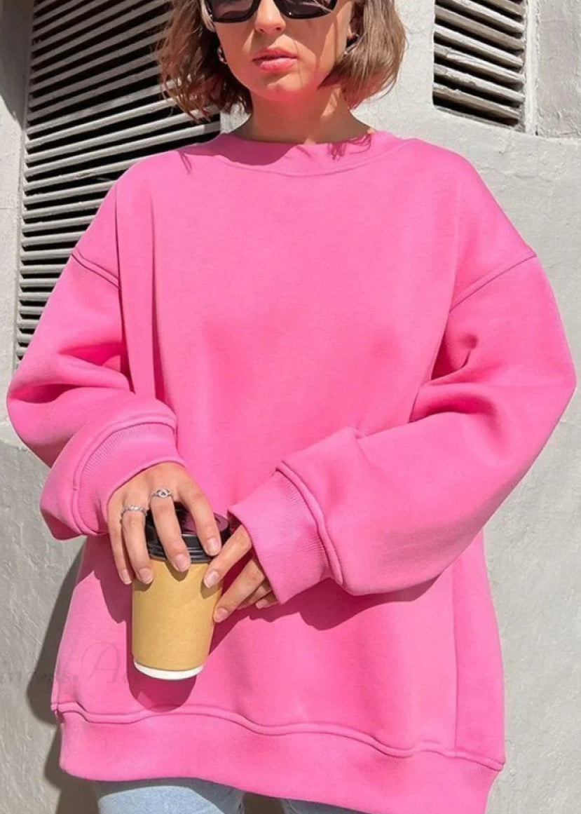 Minimalist Solid Crew Neck Oversize Sweatshirt
