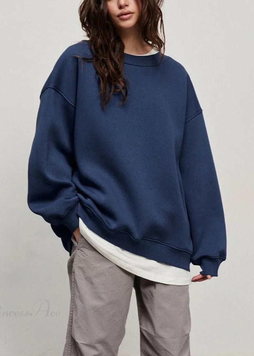 Minimalist Solid Crew Neck Oversize Sweatshirt
