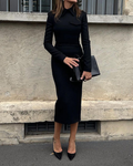 Collared Long Sleeve Pencil Midi Dress
