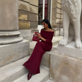 Burgundy Off-Shoulder Top & Maxi Skirt Set