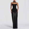 Strapless Corset-Style Draped Maxi Dress