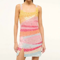Pastel Stripe Sequin Square Neck Mini Dress