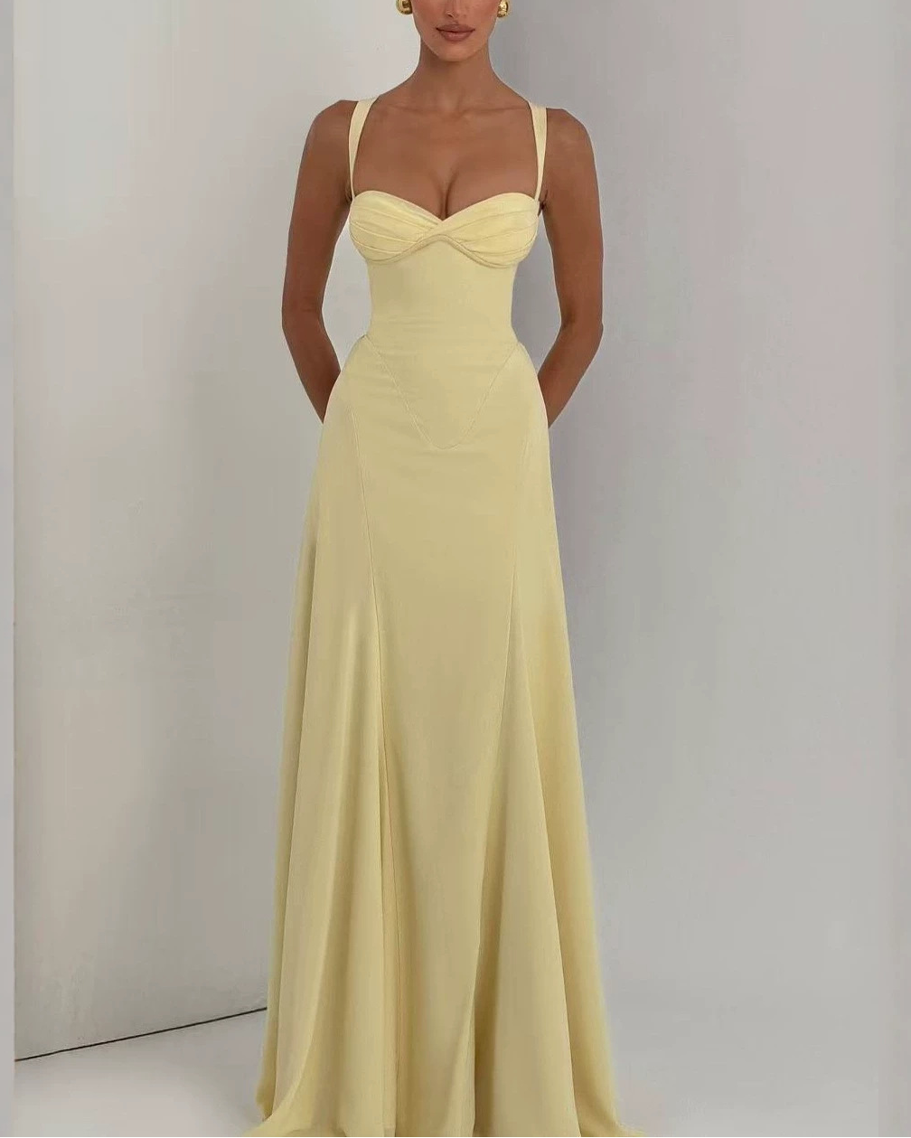 Twist-Front Sweetheart Maxi Dress
