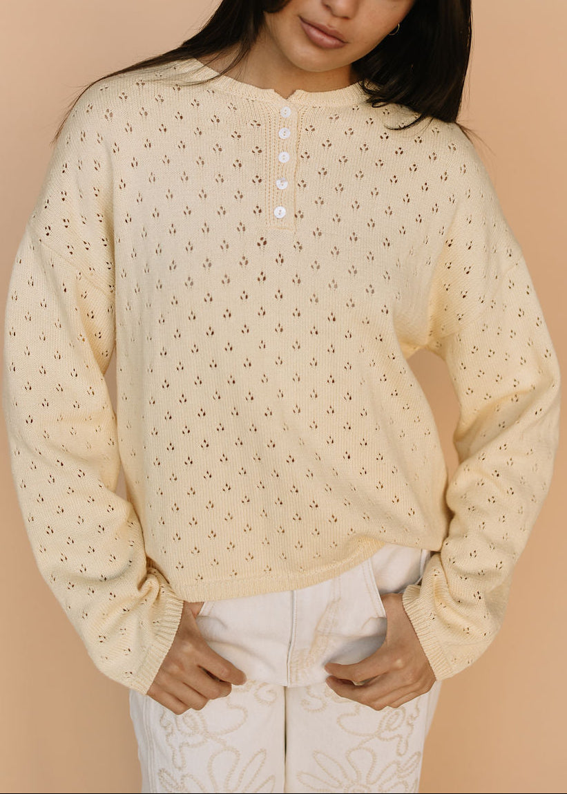 Jules Pointelle Sweater in Buttercup