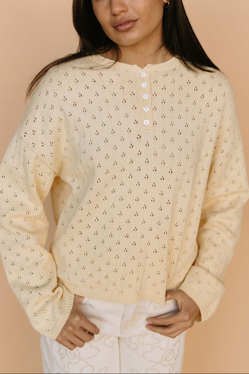 Jules Pointelle Sweater in Buttercup